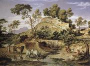Joseph Anton Koch landscape with shepherds and cows Germany oil painting artist